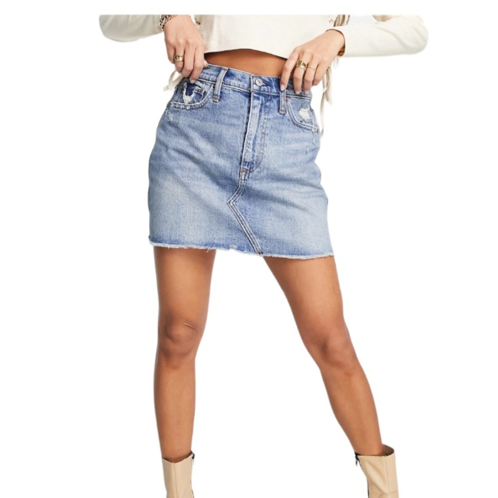 Abercrombie & Fitch Light Wash Denim Mini Skirt